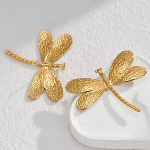 Gold Dragonfly Stud Earrings